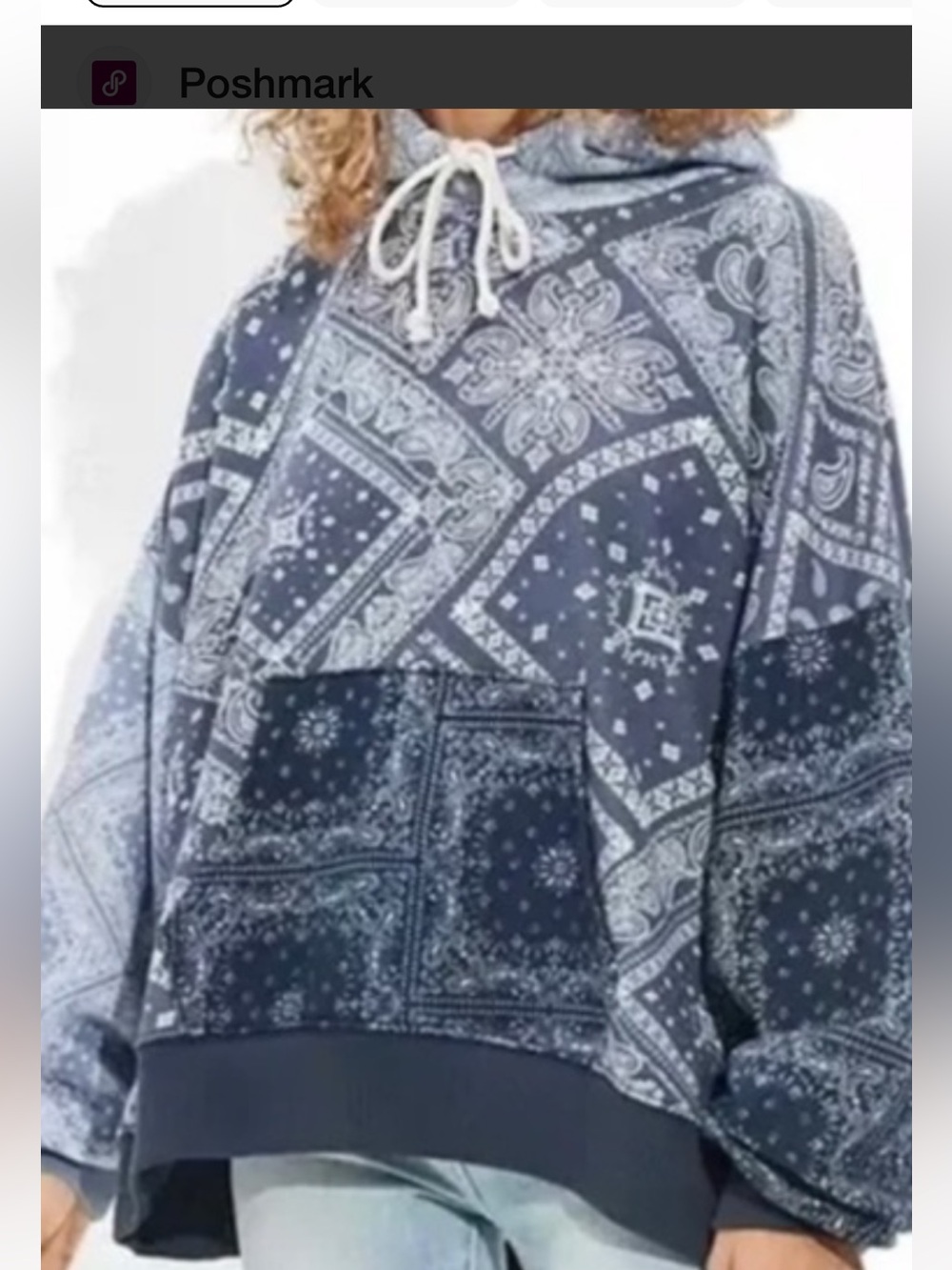 Listing for Paula Women's Blue Bandana Print Pullover Hoodie